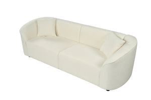 English Elm Christopher Knight Home® - 87" Curved Sofa In Beige: Luxurious Bouclé Fabric, Modern Design & Sturdy Frame For Stylish Living Spaces N767P2323857U