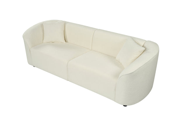 English Elm Christopher Knight Home® - 87" Curved Sofa In Beige: Luxurious Bouclé Fabric, Modern Design & Sturdy Frame For Stylish Living Spaces N767P2323857U