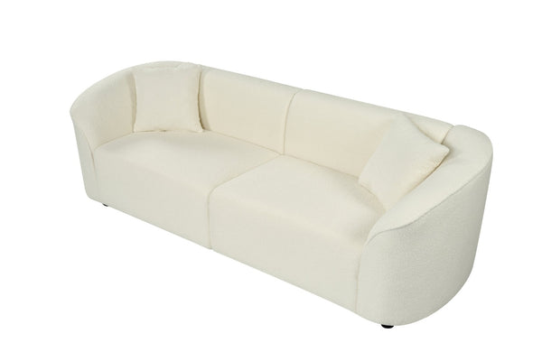 English Elm 87" Curved Boucle Sofa Sculptural Low Profile Design for Contemporary Living Rooms N767P354840U