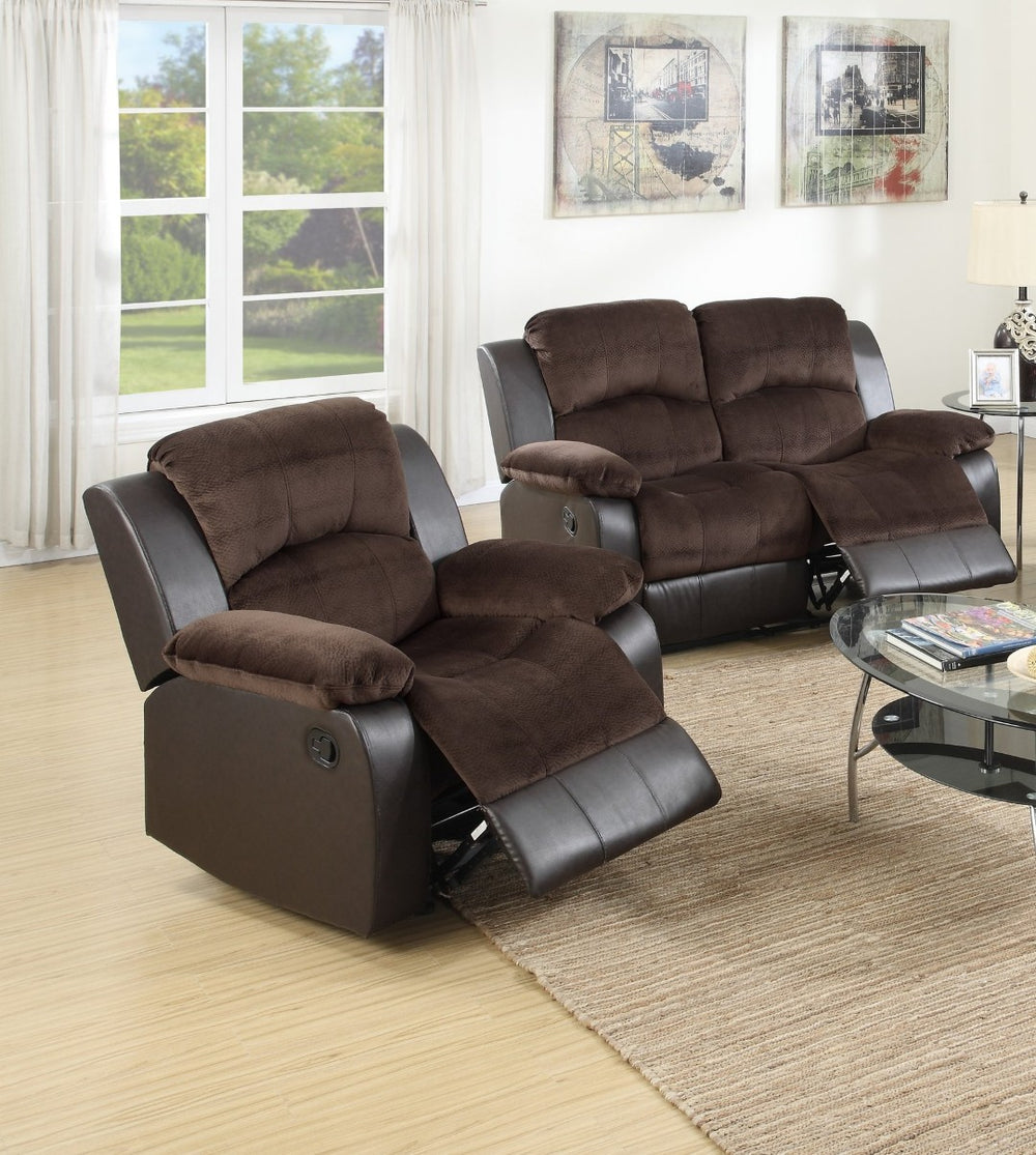 English Elm Modern Suede and Faux Leather Loveseat Recliner Set for Cozy Living Rooms B011S02393