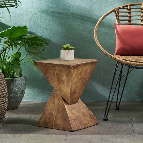English Elm Christopher Knight Home® - TESS Modern Side Table with Sculptural Hourglass Design, Hand-Finished Accent for Indoor/Patio Spaces Natural N770P341402N