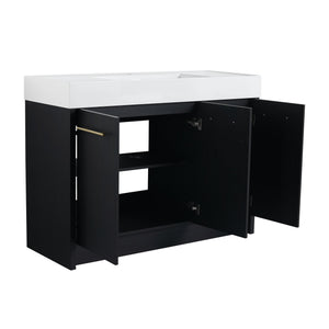 English Elm 48 Inch Freestanding Bathroom Vanity With Modern Resin Sink, Soft-Close Doors & Ample Storage Space W999S00180