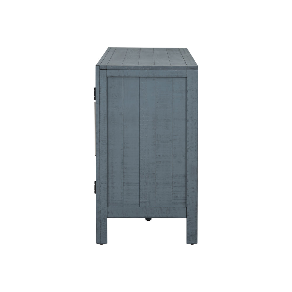 English Elm U_Style Versatile Storage Cabinet Sideboard with Solid Pine Legs, Adjustable Shelves, 275 lb Top Capacity Navy Blue WF531505AAV