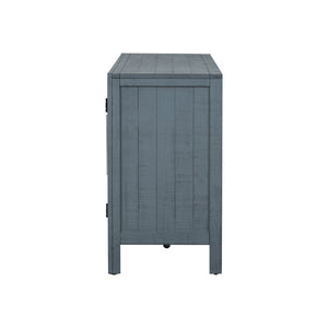 English Elm U_Style Versatile Storage Cabinet Sideboard with Solid Pine Legs, Adjustable Shelves, 275 lb Top Capacity Navy Blue WF531505AAV