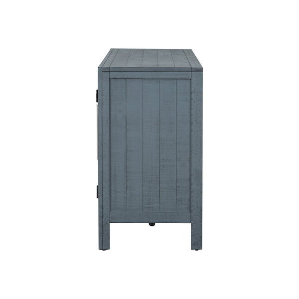 English Elm U_Style Versatile Storage Cabinet Sideboard with Solid Pine Legs, Adjustable Shelves, 275 lb Top Capacity Navy Blue WF531505AAV