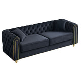 English Elm 86'' W Luxury Modern Tufted Sofa With 2 Piece s Of Toss Pillows For Living Room ,Bedroom,Black Color