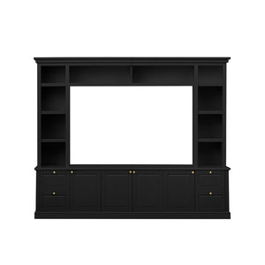 English Elm All-in-one Modern Entertainment Center with Bookcase Shelves for Living Room Display Black N710S688101B