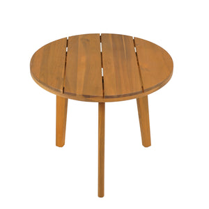 English Elm Christopher Knight Home® - Acacia Teak Round Outdoor Side Table with Slat Panel Top, Weather-Resistant Acacia Wood Design N776P286009T