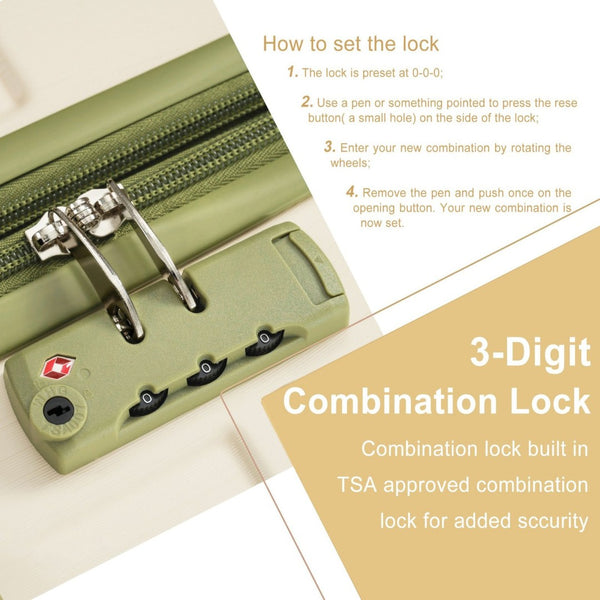 English Elm Hardshell Abs Checked Suitcase with 360 Spinner Wheels Expandable Tsa Lock 28 Inch White+Green N730P296747I