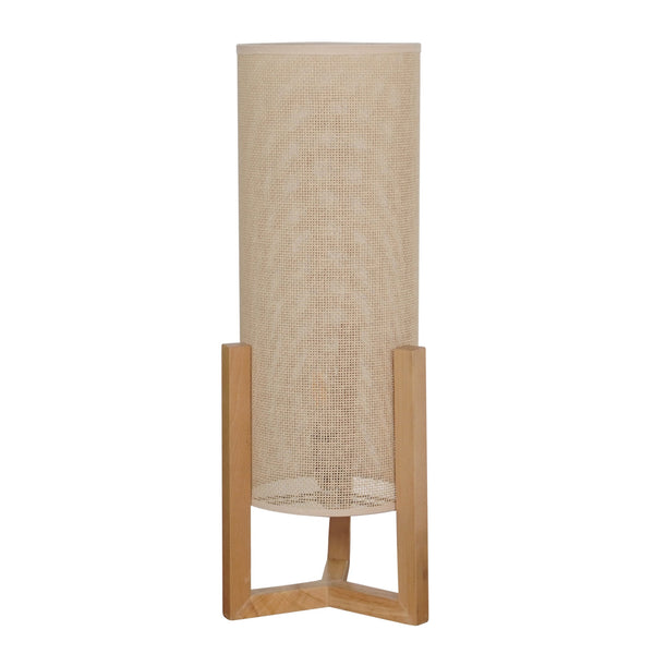 English Elm Ashcroft Furniture - Simple Rayna Table Lamp Oak & Natural — Mid-Century Small Bedside Warm Light, Wood Rattan Shade, E12 Switch B183P315084