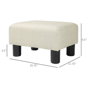 English Elm Homcom Compact Linen Ottoman Foot Rest - Versatile Beige Cube For Small Spaces, Stylish & Functional W2225P217639
