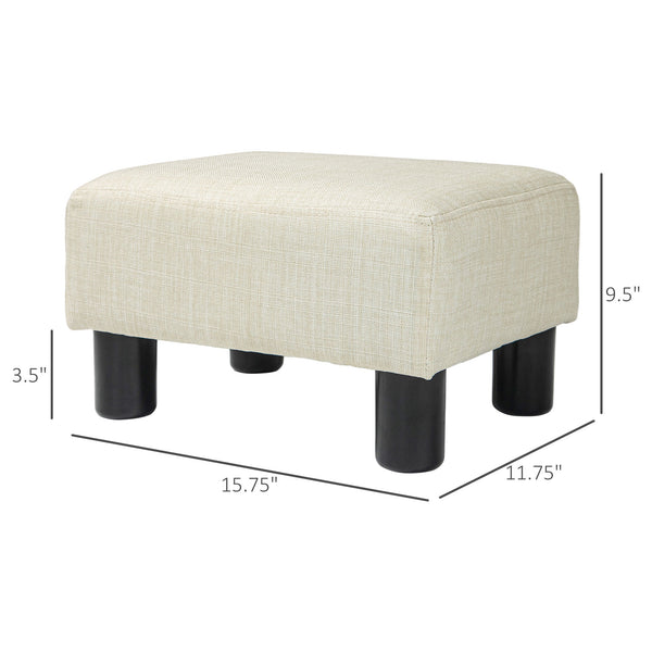English Elm Homcom Compact Linen Ottoman Foot Rest - Versatile Beige Cube For Small Spaces, Stylish & Functional W2225P217639