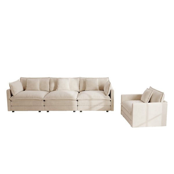 English Elm 2-piece Chenille Sofa Set with Chair Modern Living Room Seating Solid Wood Frame W714S00901