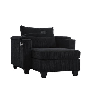 English Elm Convertible Chaise Lounge With Usb Ports, Cup Holders & Storage – Stylish Multi-Functional Sofa Chair N719S002021B