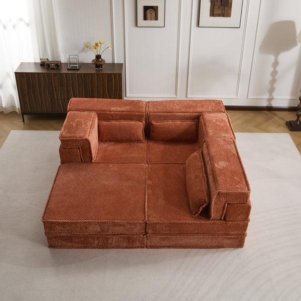 English Elm Compression Modular Sofa Bed – Cozy, Versatile 3-Seater With Ottoman, Soft Fleece, No Assembly Needed! W3723S00022