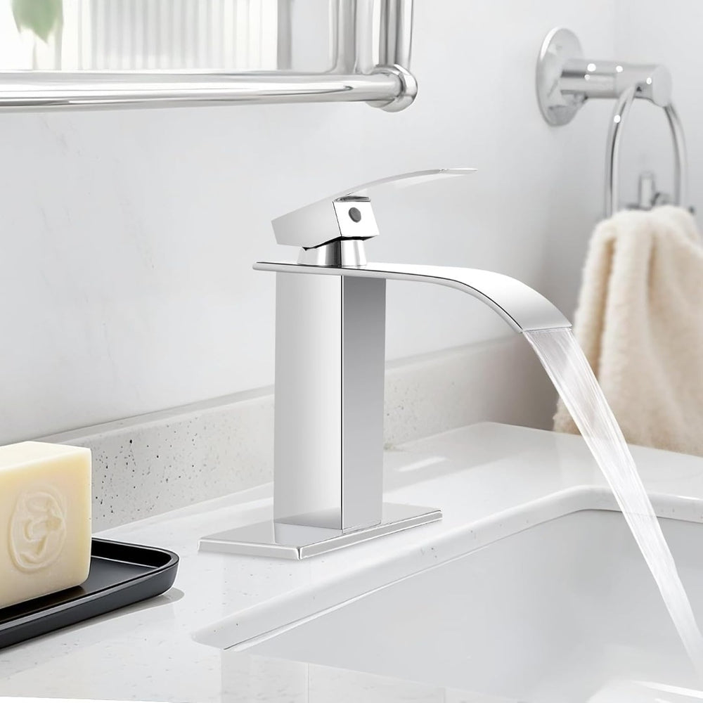 English Elm Single Handle Bathroom Faucet - Sleek Stainless Steel Chrome Lavatory Sink Upgrade With Easy Install T3177P388147-GIGA