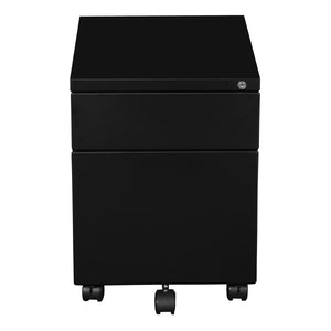 OSP Home Furnishings 22" Mobile Steel File Pedestal with Locking Drawers for Office or Standing Desk Use Black PM22BF-B