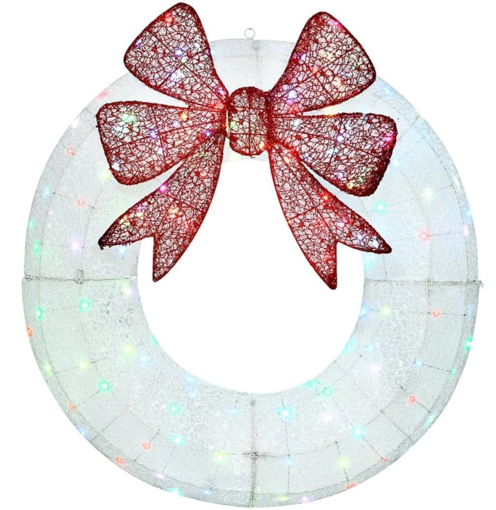 English Elm Christmas Lighted Wreath 36 Inch Dual Led Bow Holiday Door Decor with Timer T3971P412748