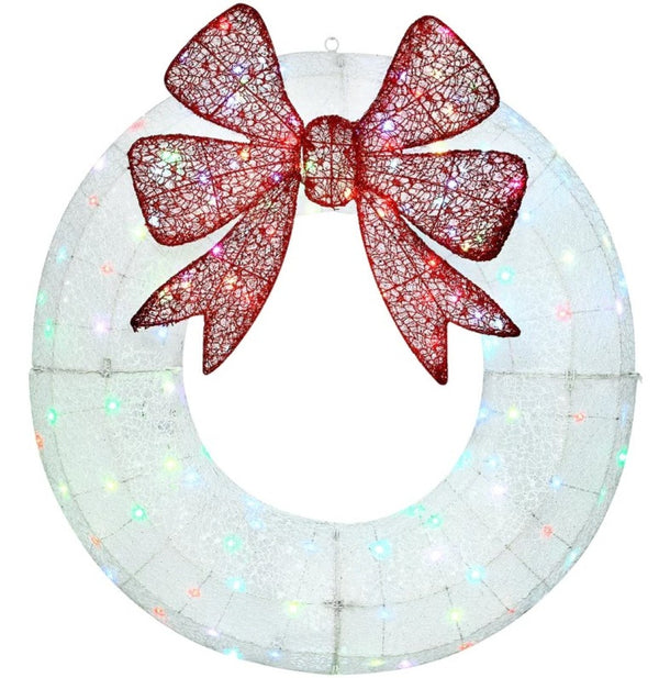 English Elm Christmas Lighted Wreath 36 Inch Dual Led Bow Holiday Door Decor with Timer T3971P412748