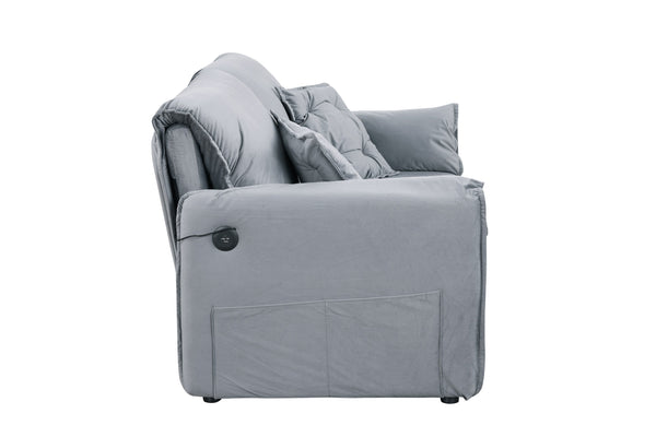 English Elm 3 In 1 Sleeper Sofa Couch Bed - Stylish Grey Velvet, Space-Saving Design, Versatile For Small Areas W1420P225081