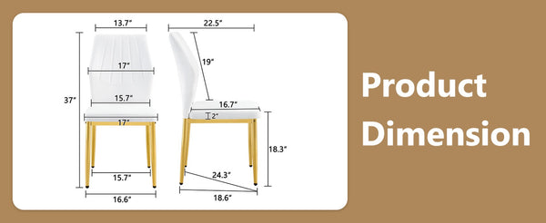 English Elm Set of 6 Pu Leather Dining Chairs with Gold Metal Legs for Glam Modern Rooms W1151P359613
