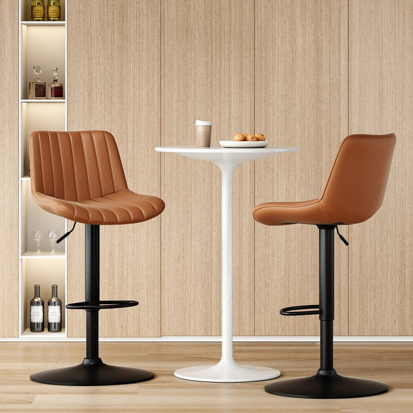 English Elm Bar Stools Set Of 2 – Stylish Swivel Adjustable Height Chairs With Back Support For Home Bars & Kitchens T3623P363387