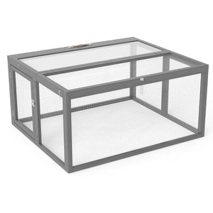 English Elm Folding Rabbit Hutch Fir Wood Galvanized Mesh Outdoor Enclosure with Secure Access W2181P363010