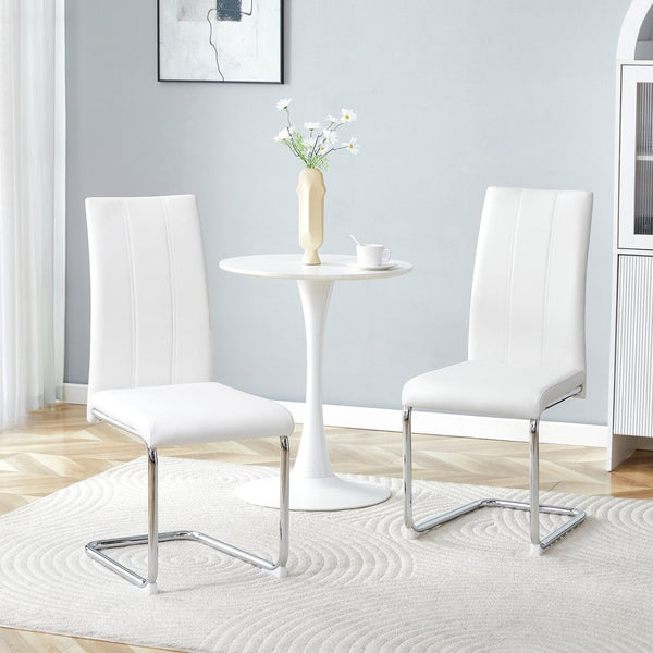 English Elm 4-pack Pu High-back Dining Chairs with Powder-coated Metal Legs for Modern Kitchens White W3875P372869