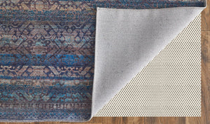 Feizy Rugs Voss Collection Bold Geometric Polyester Rug - Eye-catching Transitional Design For Any Space Blue,Purple,Brown Polyester Vos39h3fblugrni7a