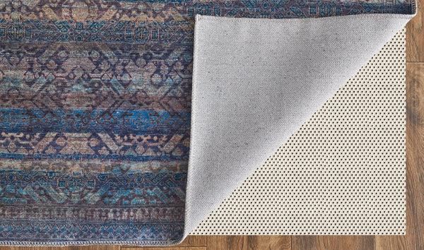 Feizy Rugs Voss Collection Bold Geometric Polyester Rug - Eye-catching Transitional Design For Any Space Blue,Purple,Brown Polyester Vos39h3fblugrni7a