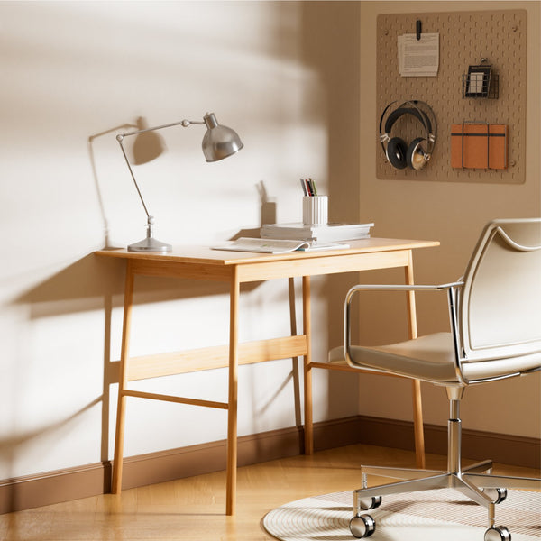 English Elm New Bamboo Computer Desk Light Natural – Stable 450lb Capacity, Modern Simple Home Office Table W2992P341073