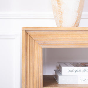 English Elm Rustic Farmhouse Console Table with Open Shelf Natural Wood Grain Entryway Accent W2729P270743