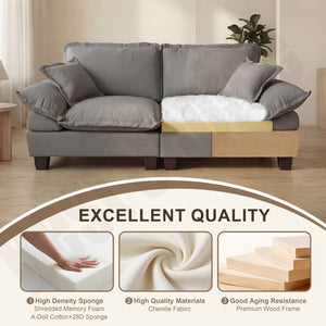 English Elm Modular U-shape Chenille Cloud Sectional with Sculptural Sailboat Arms Six Seats Grey W3163S00128