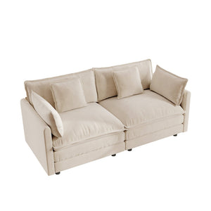 English Elm Modern Chenille Two Seat Loveseat with Deep Cushions Pillows and Solid Wood Frame W714S00893