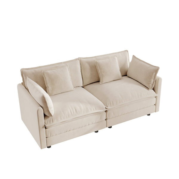 English Elm Modern Chenille Two Seat Loveseat with Deep Cushions Pillows and Solid Wood Frame W714S00893