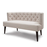 English Elm Celine Tufted Settee Nailhead Accents, Sky Neutral Beige Polyester