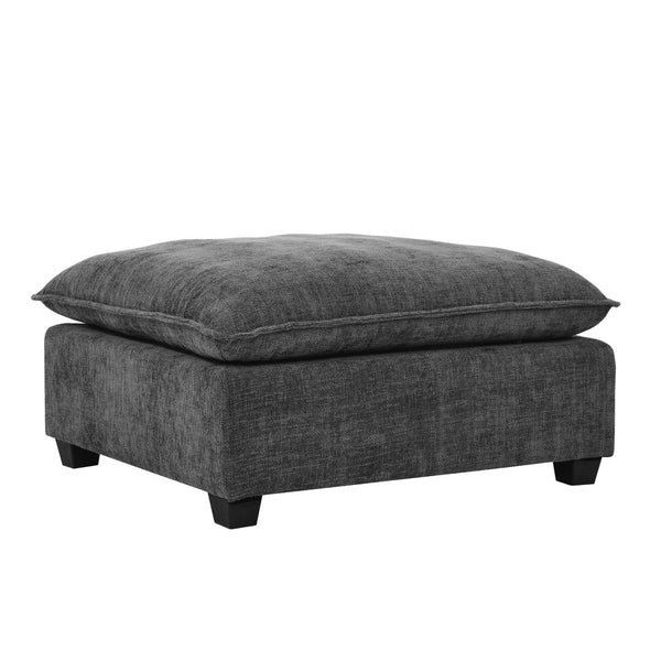English Elm Comfy Cloud Sectional Chenille Deep Seat Sofa with Ottomans for Living Room Lounging Grey W1117S00285