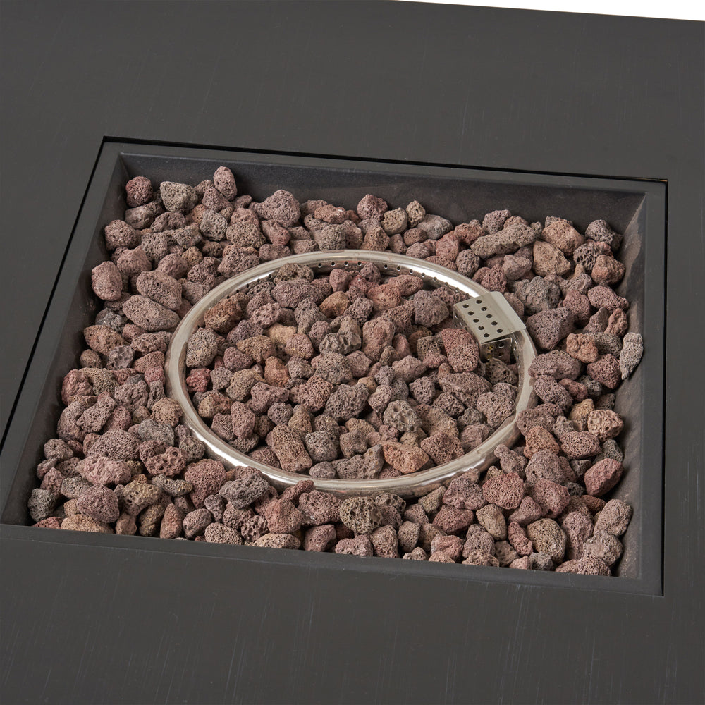 English Elm Christopher Knight Home® - 40'' Modern Square Iron Fire Pit Table 50,000 BTU Dark Gray Powder-Coated Outdoor Heat Lounge 62838.00DGRY-50K