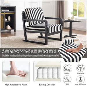 English Elm Mid-century Modern Linen Lounge Chair with Solid Wood Legs for Living Room W1249P479873