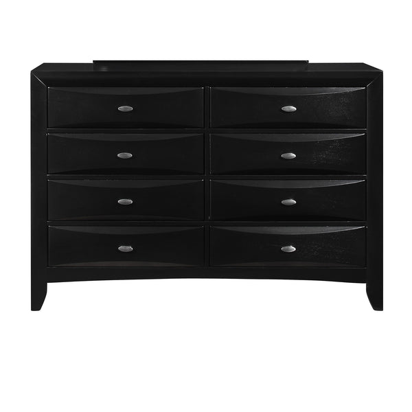 English Elm LUCILLE Spacious Chest of Drawers with Chambered Fronts and Solid Wood Construction, Sleek Tone Finish Black 60.47 L x 18.94 W x 43.19 H B201P294795