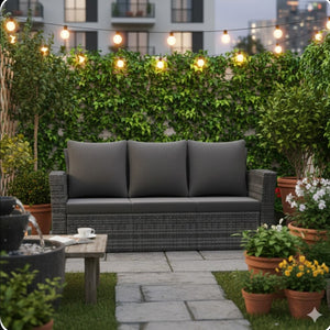 English Elm 67.7" Outdoor Wicker Three Seat Sofa High Back Pe Frame Patio Lounge Furniture Black B082P455125