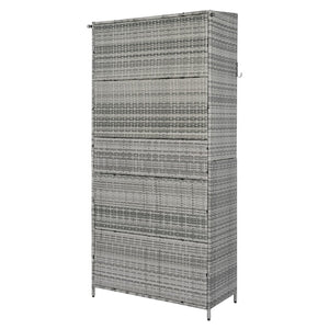 English Elm K&k Tall Arched Pe Rattan Outdoor Storage Cabinet with Adjustable Shelves and Steel Frame Grey N707P420102G