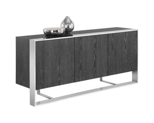 Sunpan Dalton Modern Sideboard - Stunning German Oak Veneer Design with Ample Storage for Any Space Stainless Steel / Grey