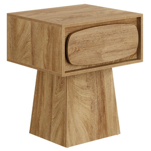 English Elm Coffee Side Table with Single Drawer Curved Handle Modern Compact Accent for Any Room T3971P462434
