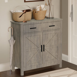 English Elm Kitchen Storage Cabinet Modern Farmhouse Buffet Sideboard with Spacious Drawers and Sturdy Storage Slate finish Grey W2386P207776