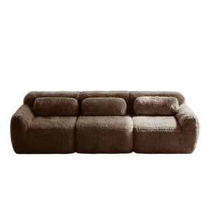 English Elm 114''soft Plush Modular Sectional Sofa with Cloud Cushions for Living Room Theater Chocolate W714S01540
