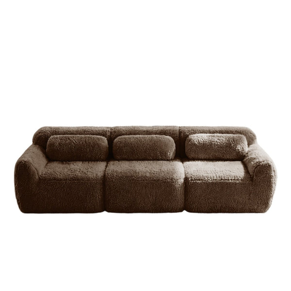English Elm 114''soft Plush Modular Sectional Sofa with Cloud Cushions for Living Room Theater Chocolate W714S01540