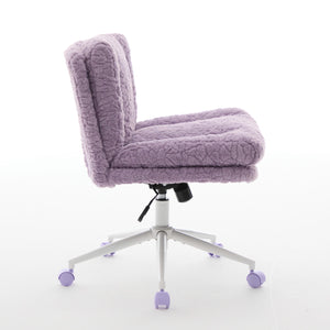 English Elm W26.4 Plush faux alpaca wide seat office chair with double cushion, 360° swivel, ergonomic chic design Violet W1143P369103