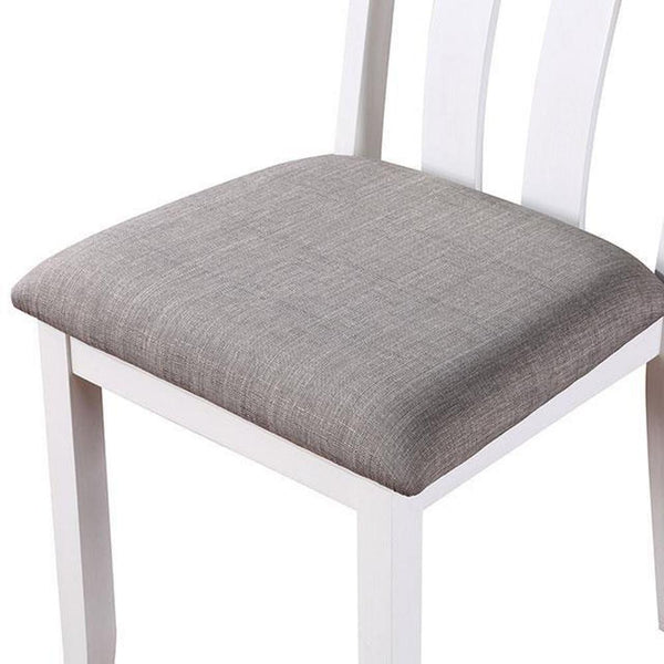 English Elm Modern White 5pc Dining Set with Gray Linen-Like Cushions, Two-Tone Solid Wood Table & Chairs, Transitional Design B011P230001