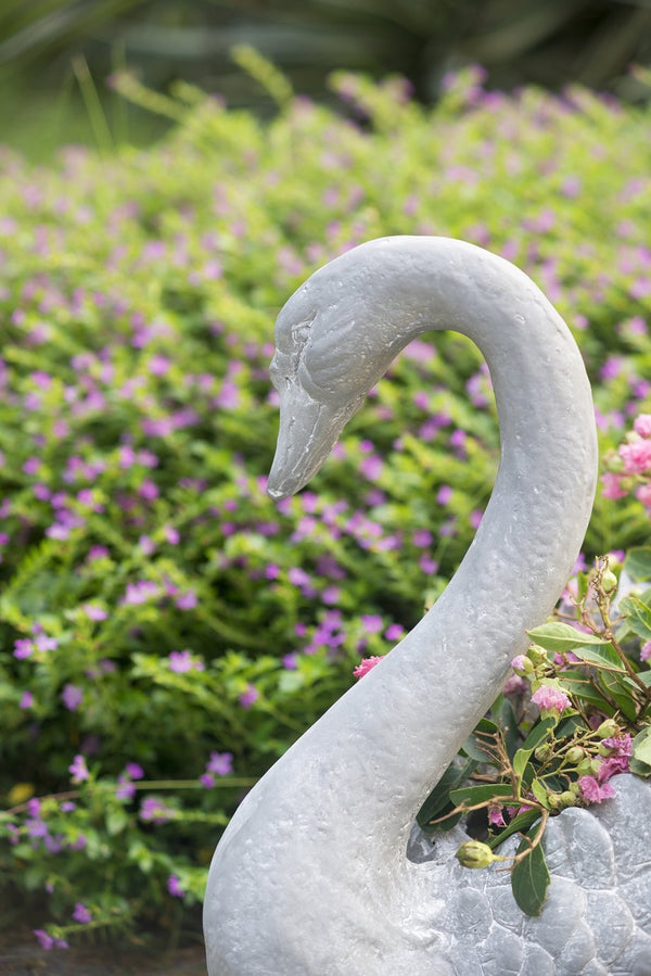 English Elm 16.5x9x15.5" Elegant Grey Swan Planter with Hollow Back for Flowers Succulents Desk Mantel Decor W2078P390534